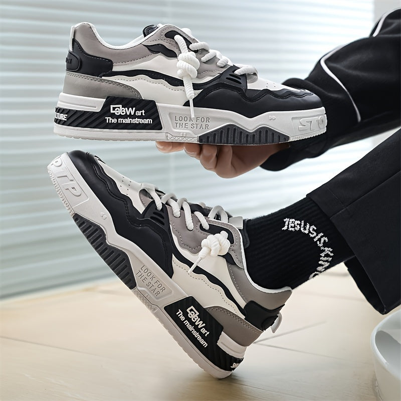 FIT ME ™ Men's Trendy Color Block Lace Up Platform Shoes For Outdoor Casual Activities Durable Hiking Camping Comfy All Seasons