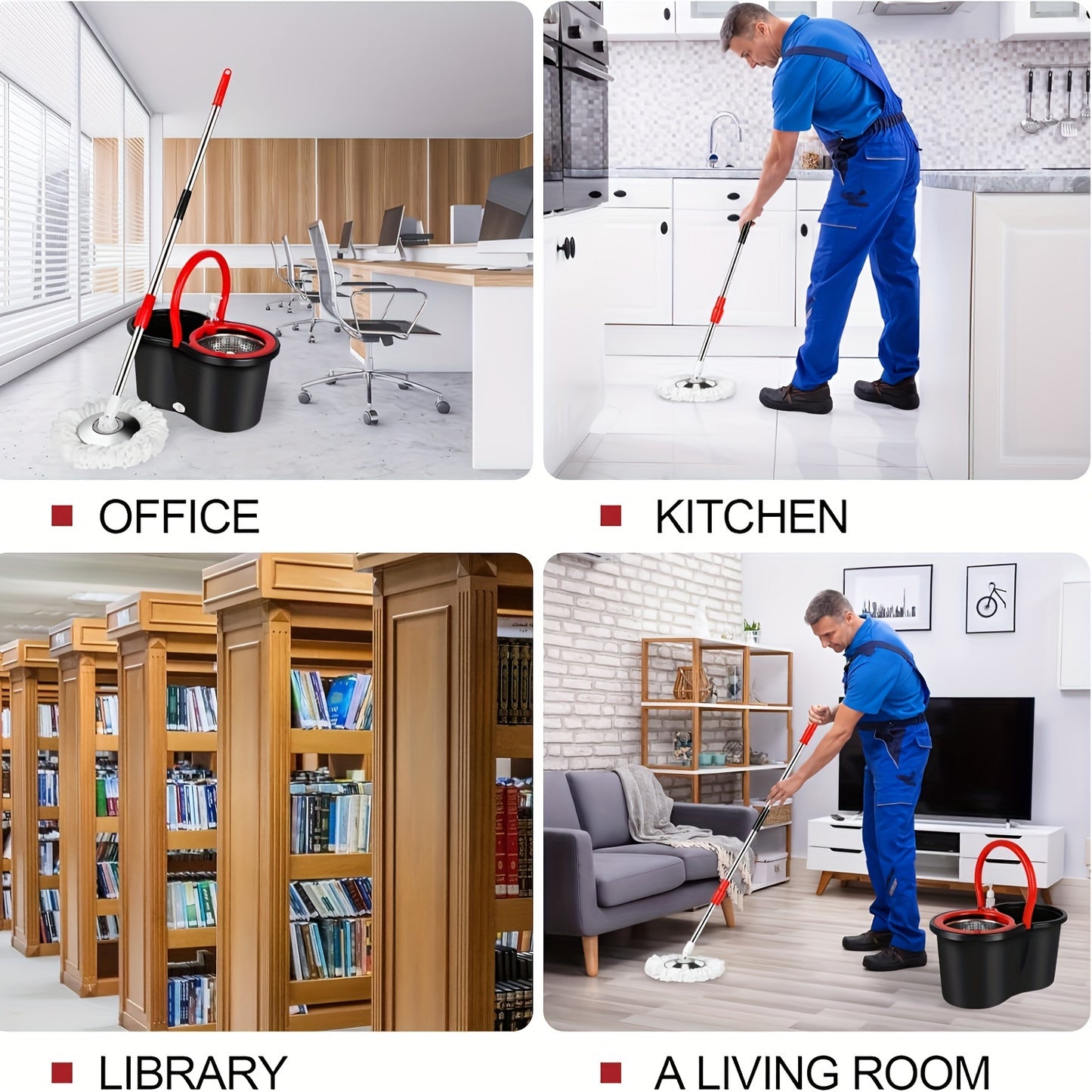 MOPS ™ and Bucket Set, 360°Bathroom Mop Bucket, School Bathroom,