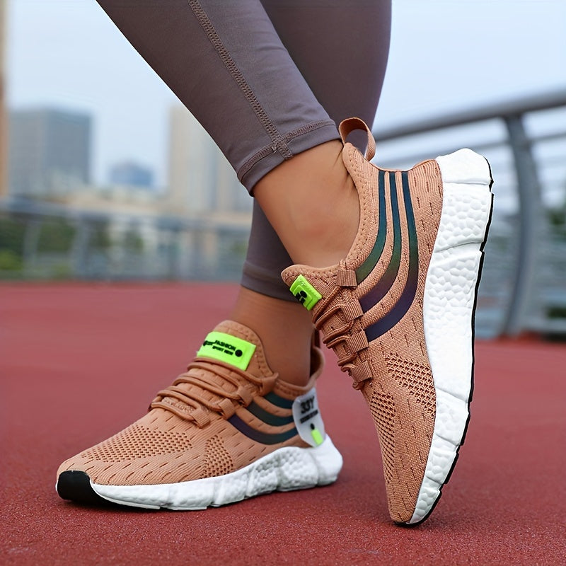 MILE HIGH™️Women's Breathable Knit Platform Sneakers, Casual Lace Up Outdoor Shoes, Comfortable Low Top Sport Shoes Plus Size