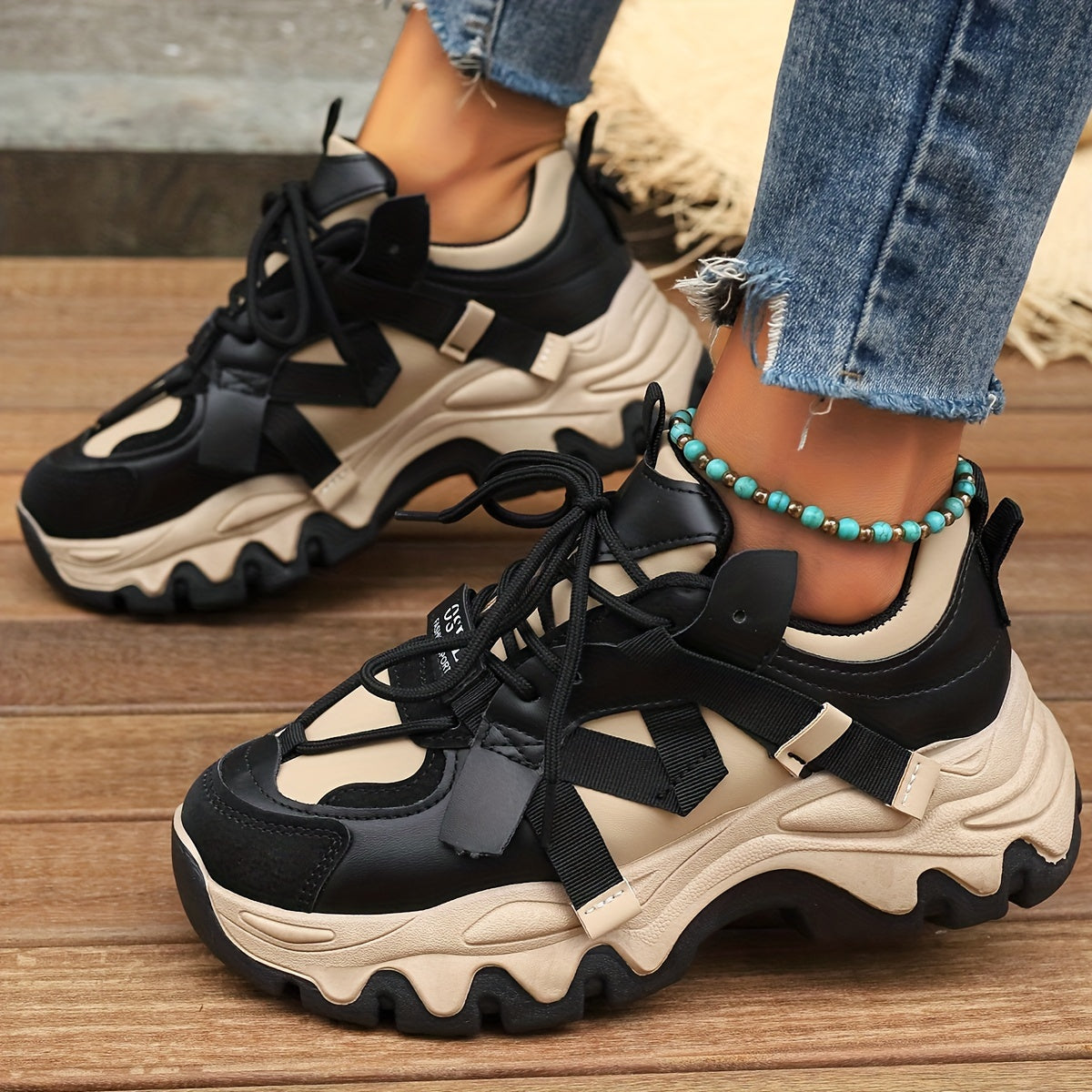 GET A CHRIP ™️Women's Fashion Chunky Thick Sole Casual Shoes, Lightweight, Low Top, Lace-Up, All-Season,