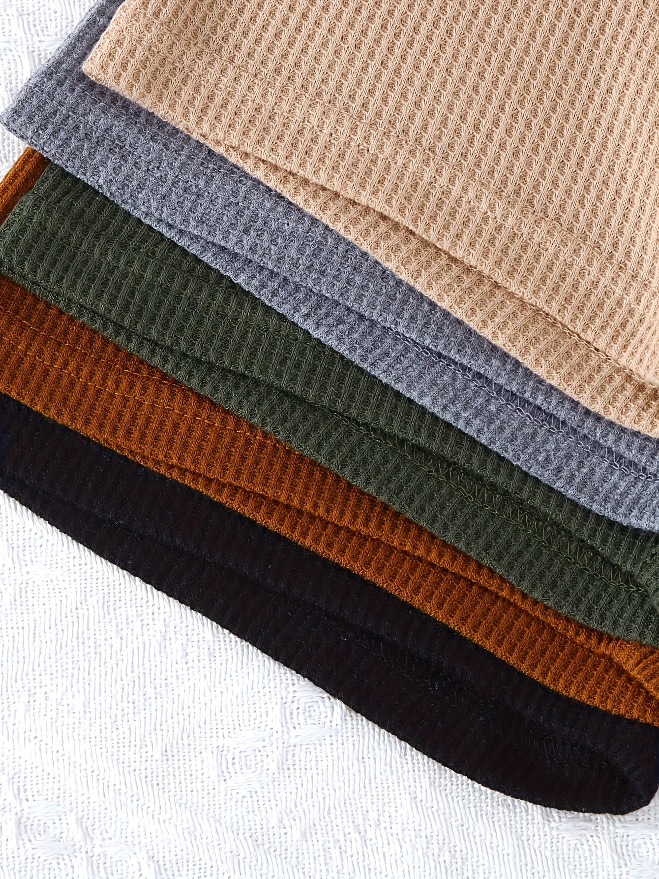 PLAYTIME™️10pcs OUTFIT Boys Casual Style Solid Color Soft and Comfortable Waffle Knit Fabric Short Sleeve Shorts Suit