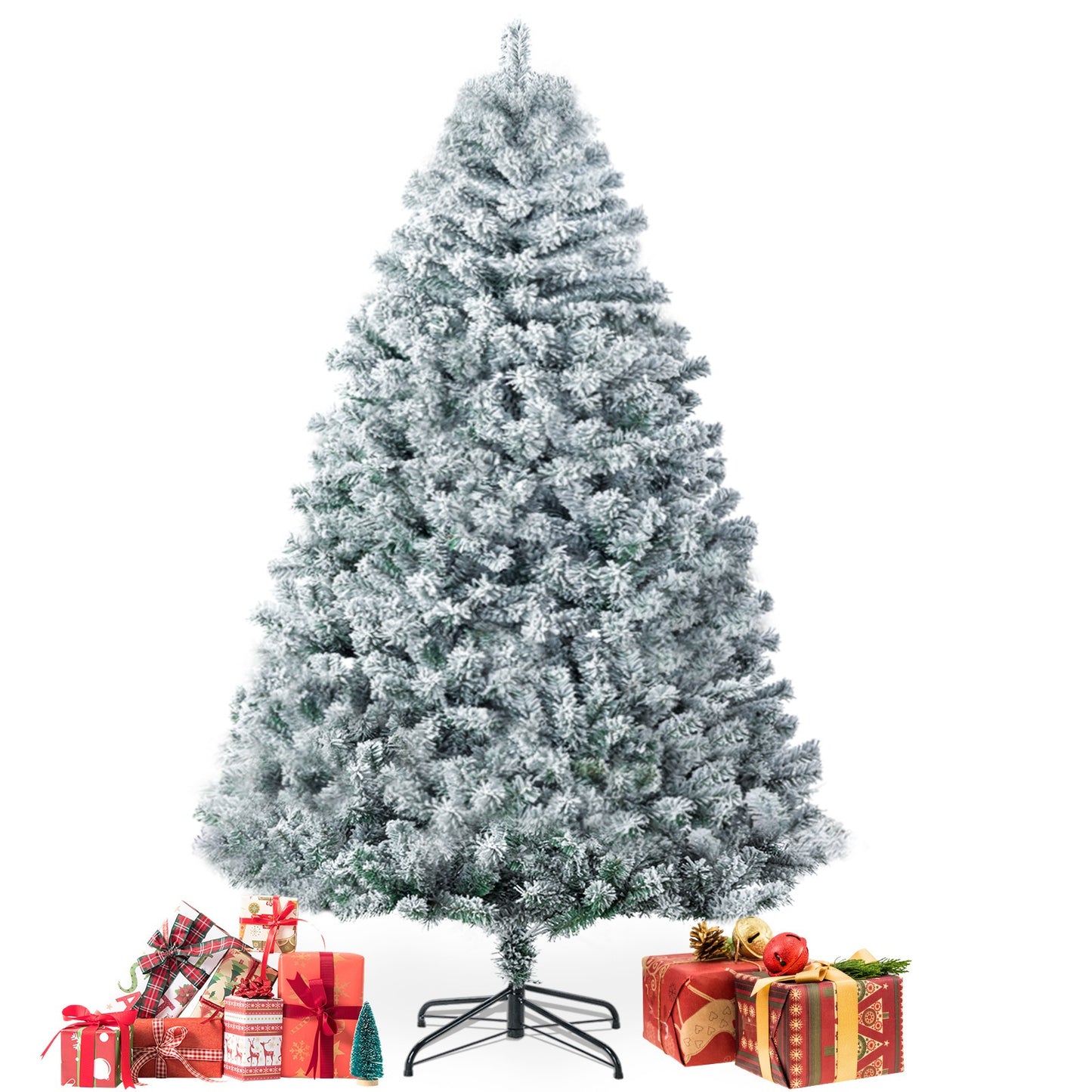 Artificial Christmas Tree with 400/1000/1200 Branch Tips, Foldable Base for Easy Assembly, Perfect for Home, Office, and Party Decorations,4.5/6/7 ft