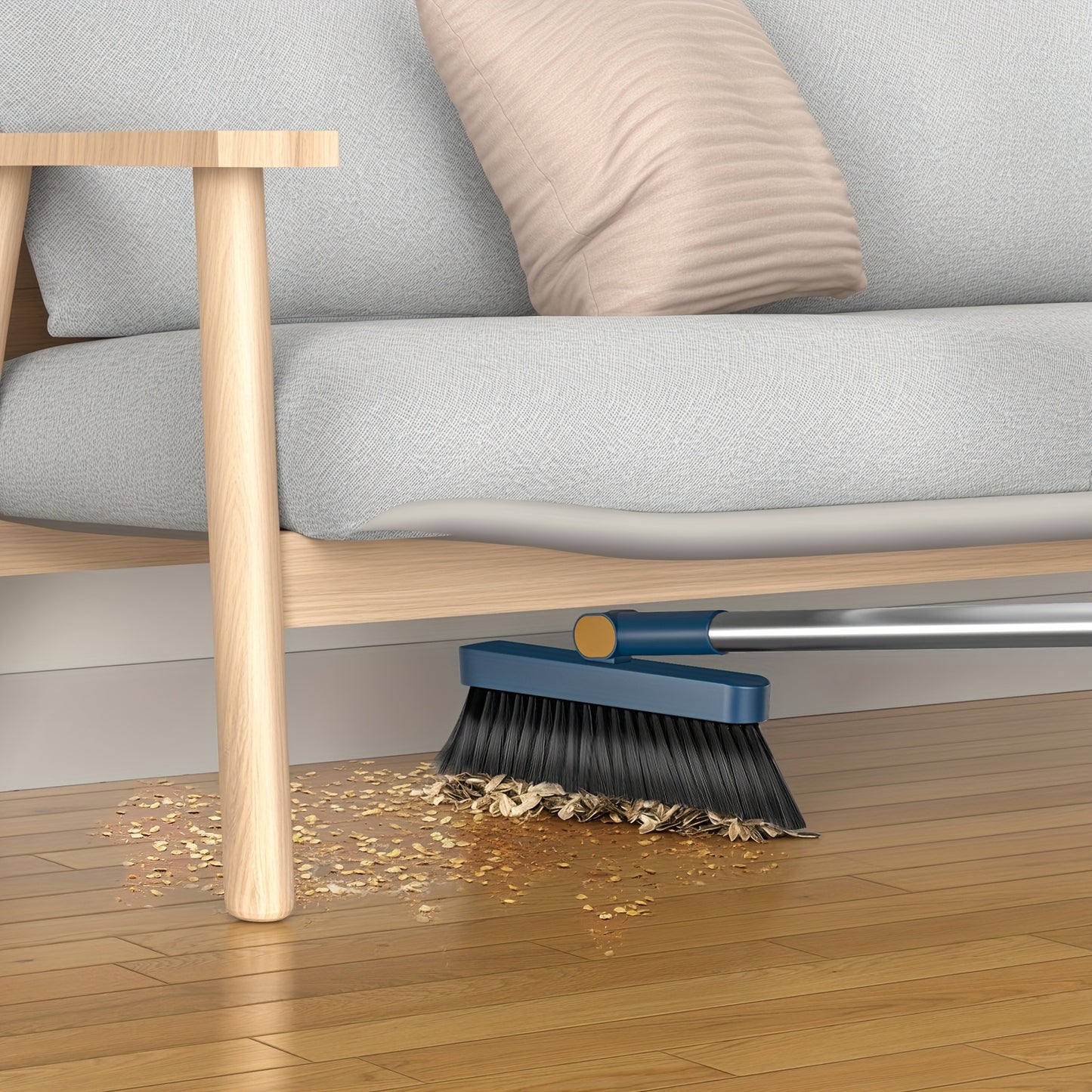 JAROW™ 1set Thickened Rotatable Foldable Soft Hair Broom Dustpan Set - Strong & Durable Stainless-Steel Rod, Easy Cleaning Supplies for Indoor, Home, Office, And Outdoor Use