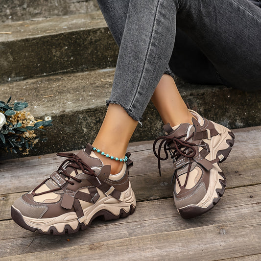GET A CHRIP ™️Women's Fashion Chunky Thick Sole Casual Shoes, Lightweight, Low Top, Lace-Up, All-Season,