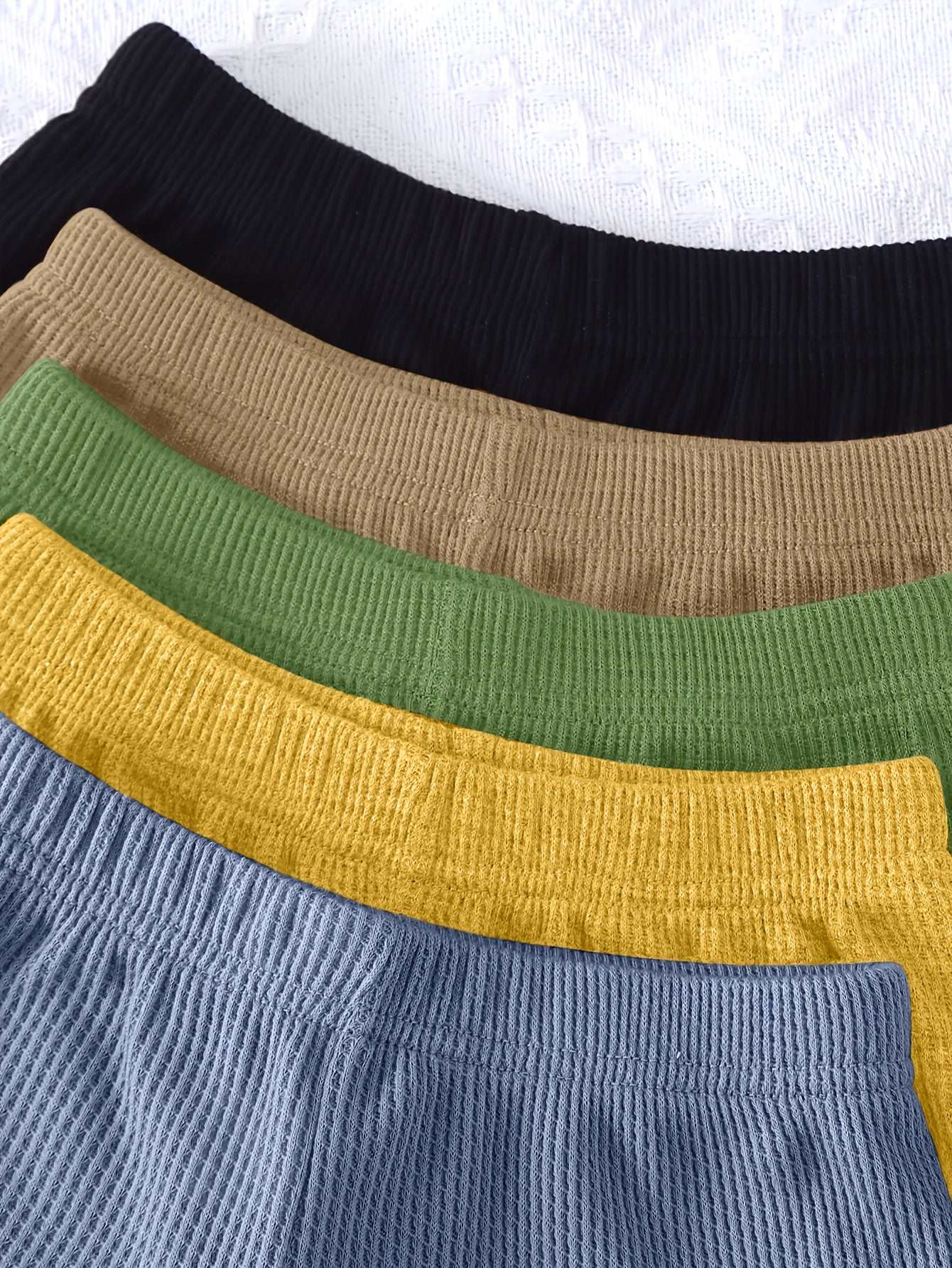 PLAYTIME™️10pcs OUTFIT Boys Casual Style Solid Color Soft and Comfortable Waffle Knit Fabric Short Sleeve Shorts Suit