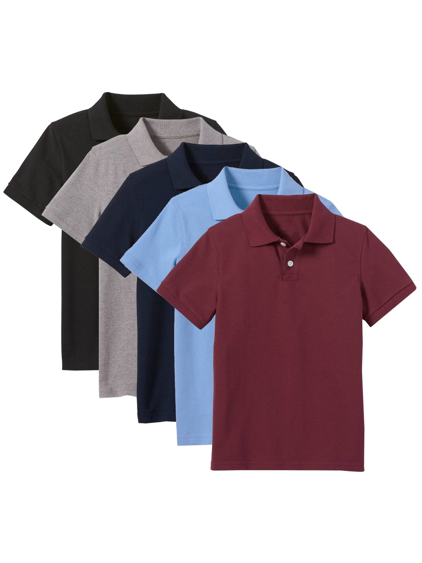 CLASSFIT ™️5-Pack Classic Boy's School Uniform Short Sleeve Polo Shirt