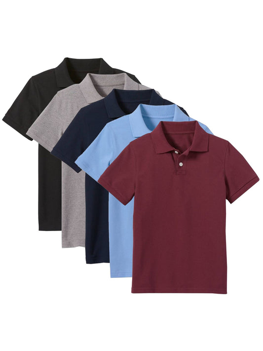CLASSFIT ™️5-Pack Classic Boy's School Uniform Short Sleeve Polo Shirt
