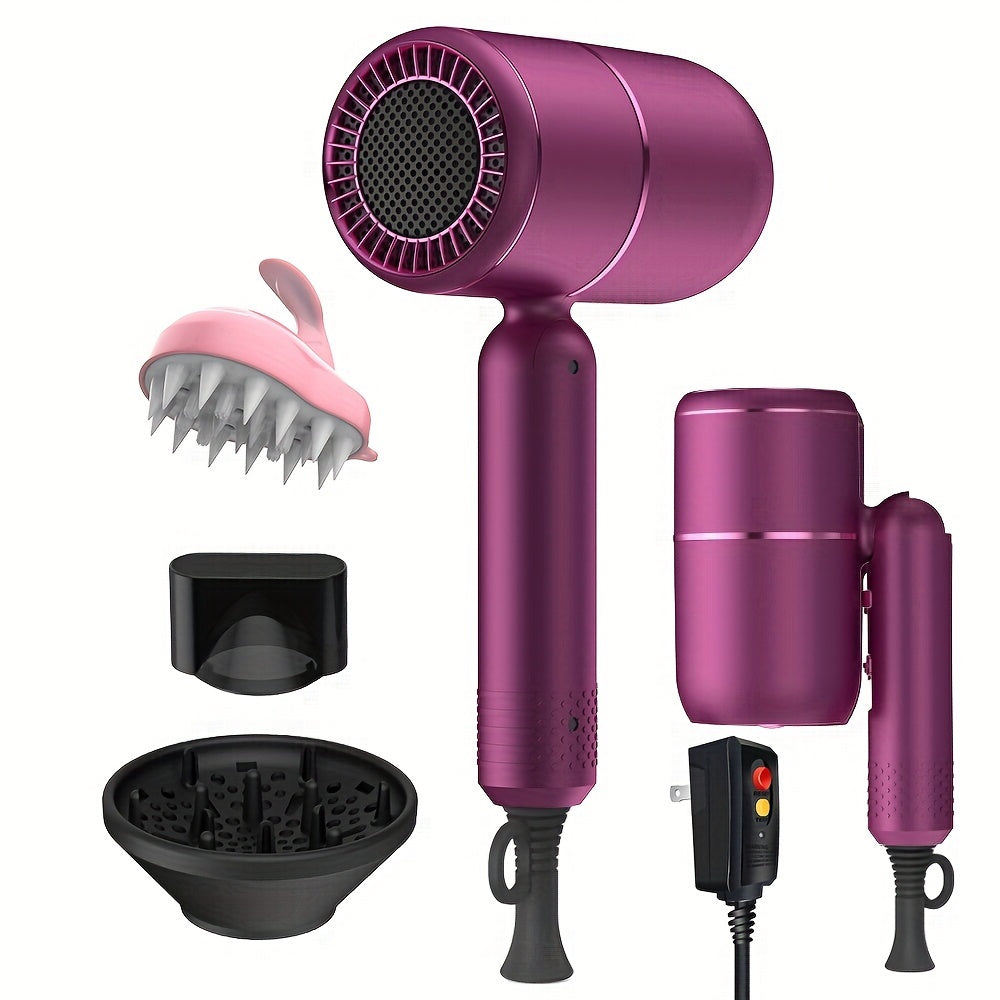 JUSTFAST™️2000W   Ionic Blow Dryer with Diffuser, Foldable Handle & Constant Temperature - Strong Wind, 8 Seconds Quick Drying, Travel-Friendly, Ergonomic Design for All Hair Types, 110-130V US Plug