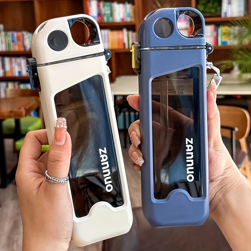 GLASSOFWATER ™️Summer Leakproof Square Water Bottle - 1pc 350ml/11.83oz Plastic Cup With Scale - Suitable For Outdoor Activities, Travel, Christmas Gift