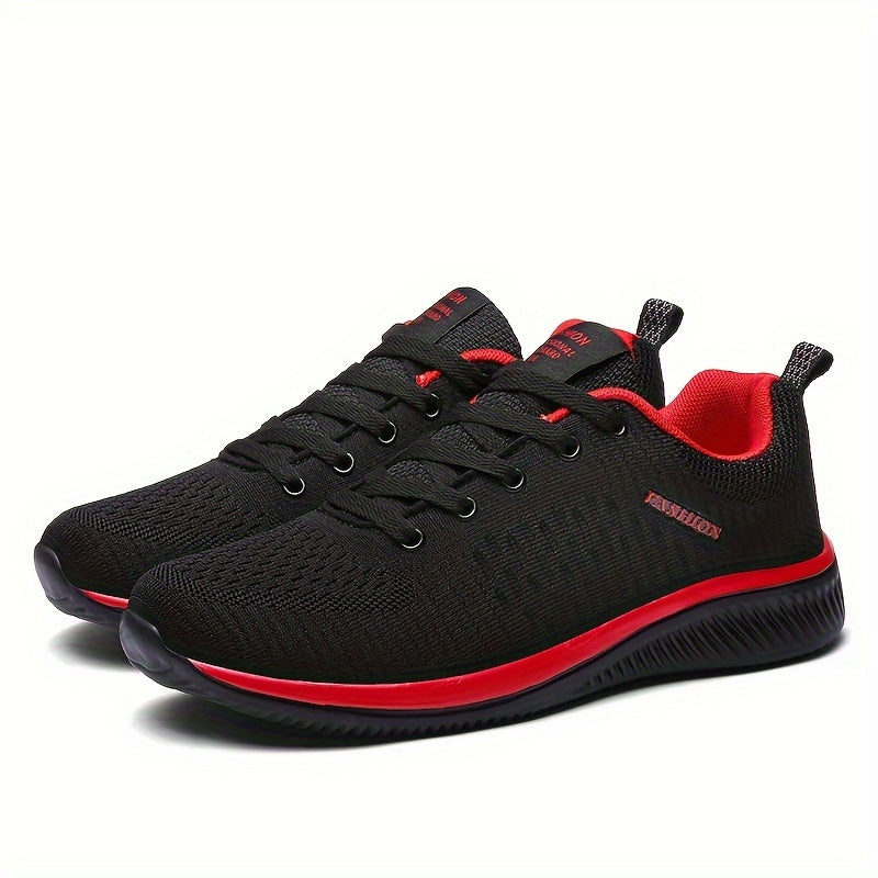 SHUUZE ™ Men's Trendy Woven Knit Breathable Sneakers, Comfy Non-Slip Lace Up Soft Sole Shoes For Men's Outdoor Activities