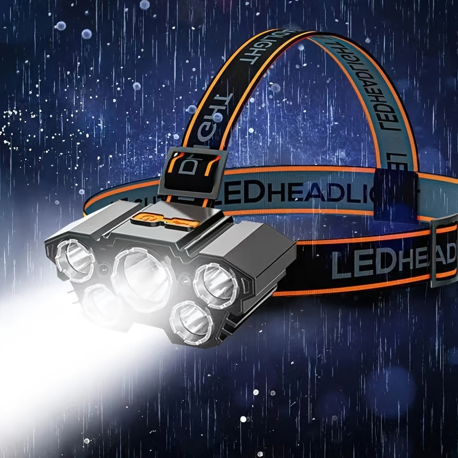 FIREFLY ™High Lumens 5 LED Headlamp Super Bright Headlight Outdoor Waterproof Head Lamp Head Flashlight for Camping Hiking Cycling Hunting