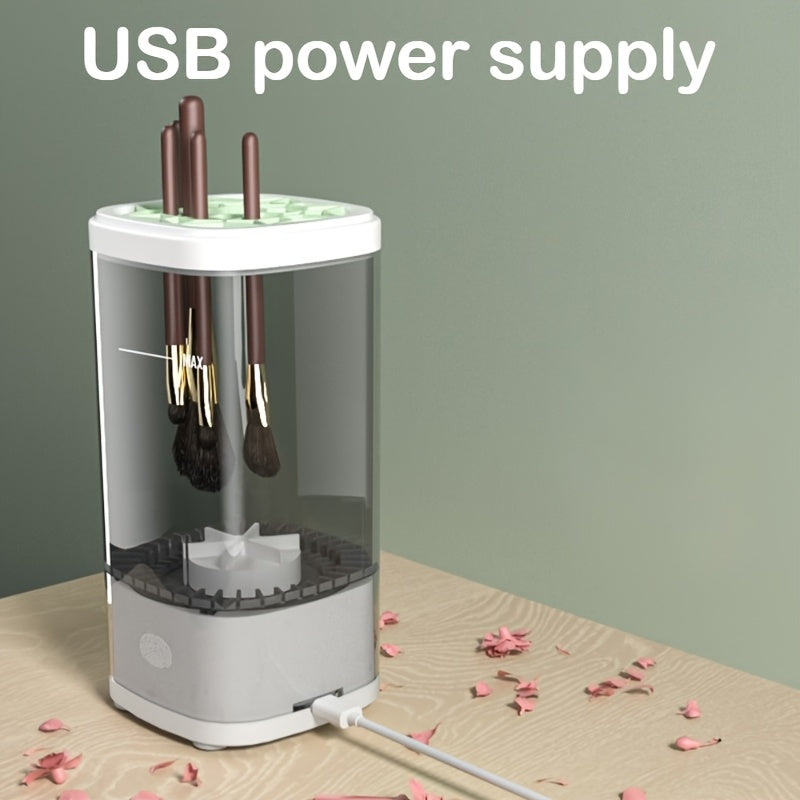 POLISH™️Electric Makeup Brush Cleaner Machine, Portable Automatic Cosmetic Brush Cleaner Tool, with 7000 RPM Motor, Includes Silicone Pad, for 3-4 Brushes,