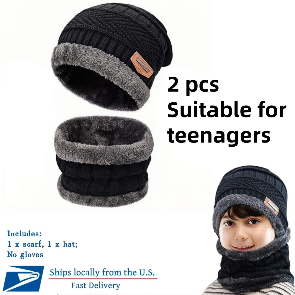 INTERWARM™ 3pcs Men /women Winter Essentials Set: Hat Scarf Gloves Slouchy Beanie Snow Knit Skull Cap Tuch Screen
