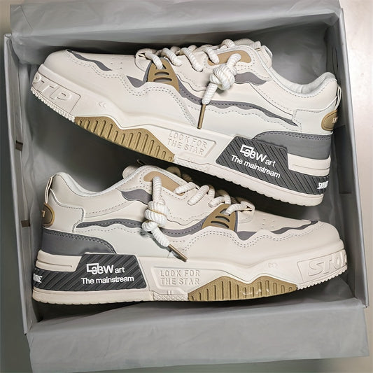 FIT ME ™ Men's Trendy Color Block Lace Up Platform Shoes For Outdoor Casual Activities Durable Hiking Camping Comfy All Seasons