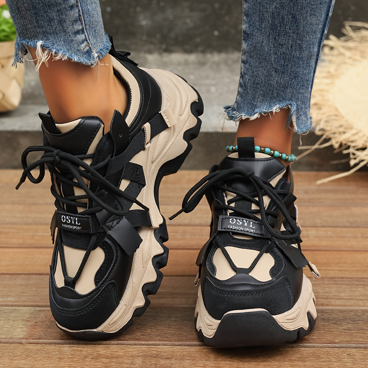 GET A CHRIP ™️Women's Fashion Chunky Thick Sole Casual Shoes, Lightweight, Low Top, Lace-Up, All-Season,