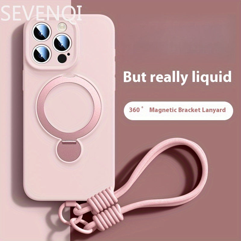 GRIP™️360-degree Phone Case for iPhone 16 iphone16promax new model 16pro liquid silicone magnetic strap holder 15P ultra-thin protective case