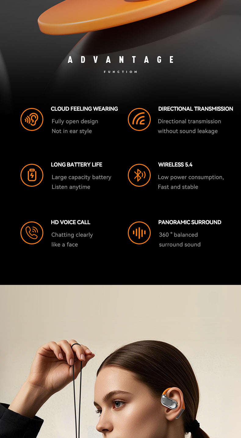 TUNE GO ™️Original Wireless Earphones True Wireless Earphones, Open Air Conduction Earbuds, Small Round Cake Design, Music OWS Headphones High Quality Headset HI-FI Sound, Long Battery Life, Led Display