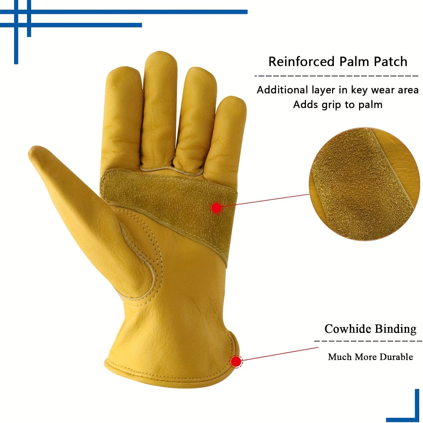 Leather Work Gloves Two Pairs of Leather Work Gloves - truck Driver Gloves, Gardening Gloves, heavy duty