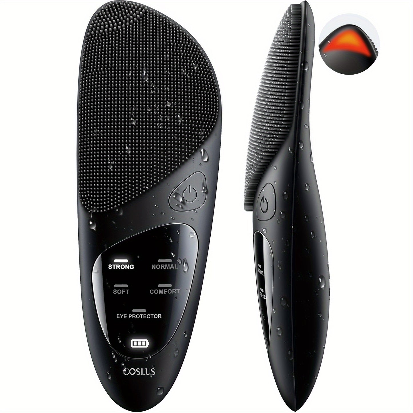 Facial Cleansing Brush Silicone Face Scrubber: COSLUS Rechargeable Face Wash Brush, 4 Cleansing Modes, Electric Face Exfoliator For Father Men Women Gift Cleaning, Exfoliating, Massaging Black