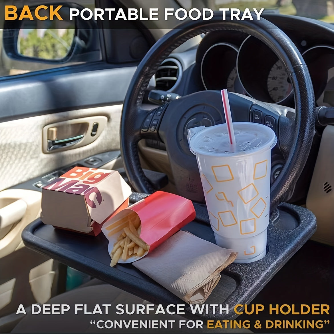 RELAX™️Premium Multifunction Car Steering Wheel Tray - Versatile Portable Table for Eating, Working & Storing - Perfect Workstation on Wheels, Fits Most Cars, TRUCK DRIVER AND, CONSTRACTION,Car Laptop Computer Desk Mount Stand Eat Work Car Steering Wheel