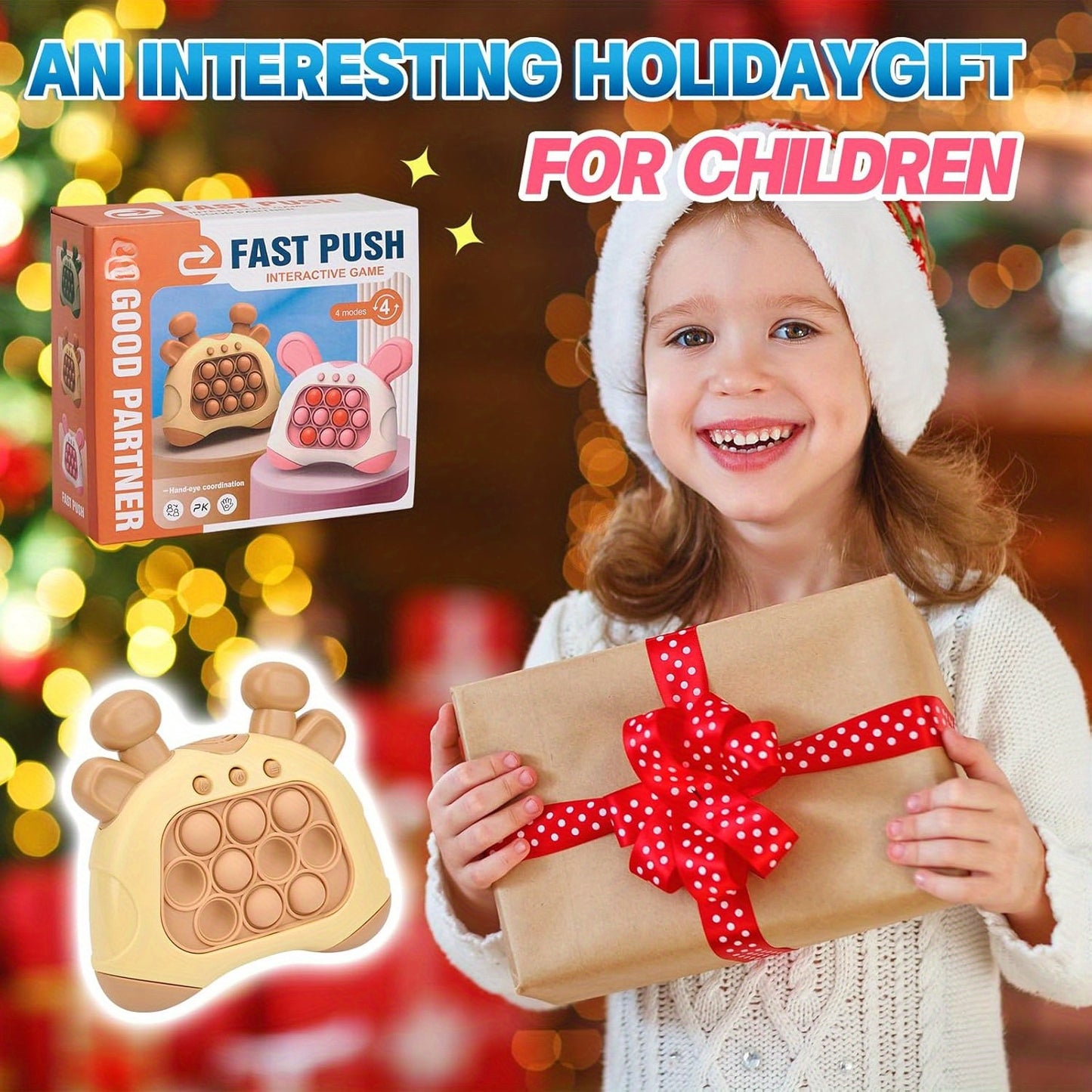 TWIST ™ 2pcs Light Up Pop Fidget Game - Sensory Toy for Kids & Adults - Push Bubble Pattern Popping Game - Fast Push Game - Stress Relief Gift