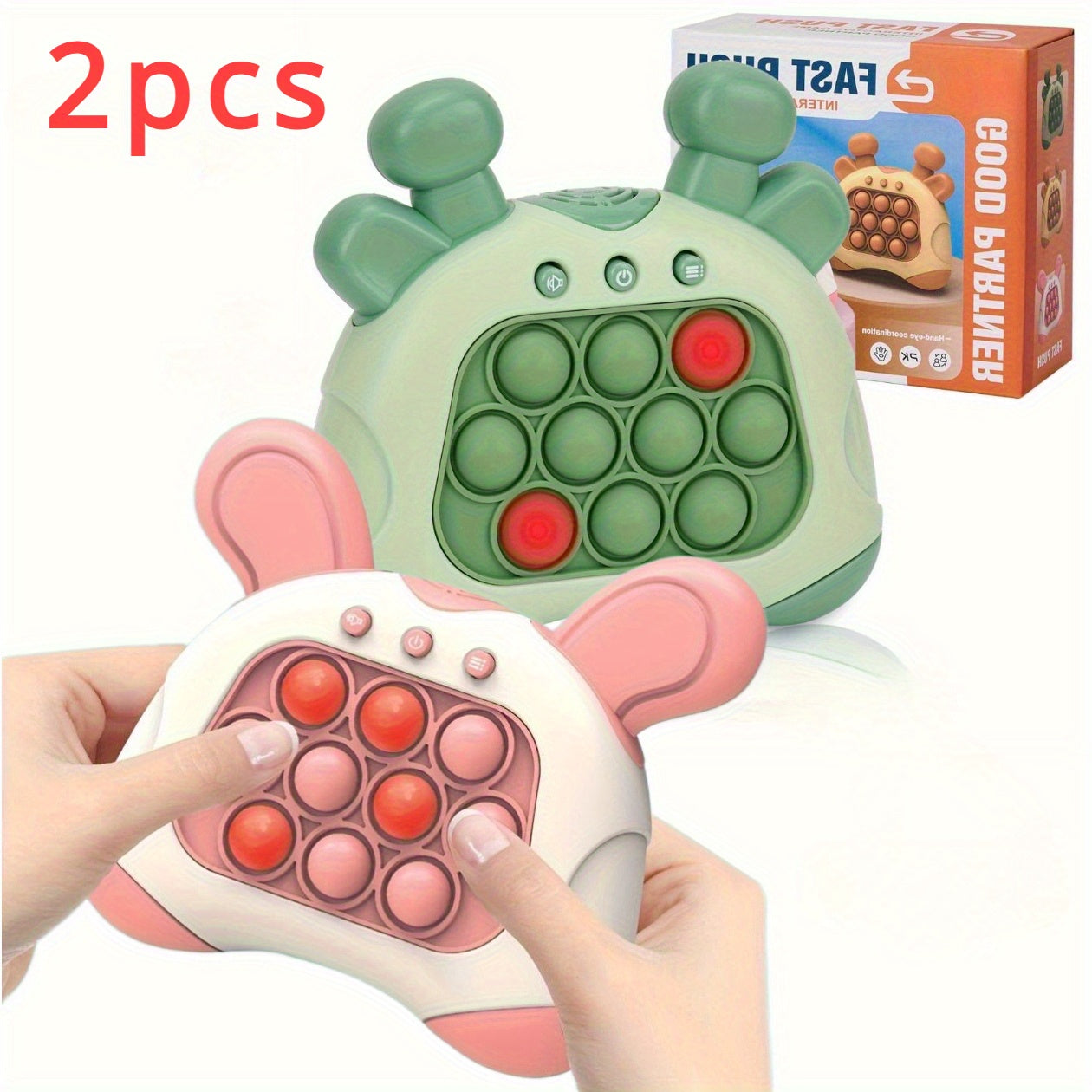 TWIST ™ 2pcs Light Up Pop Fidget Game - Sensory Toy for Kids & Adults - Push Bubble Pattern Popping Game - Fast Push Game - Stress Relief Gift