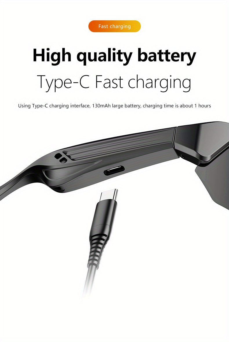FUTURE ™️ Smart Glasses, Smart Audio Glasses, Wireless, Built-in Microphone, High-Resolution Audio, Touch Control, Anti-Blue Light, for Outdoor, Sports, Driving, Music Playback, Hands-Free Calling -