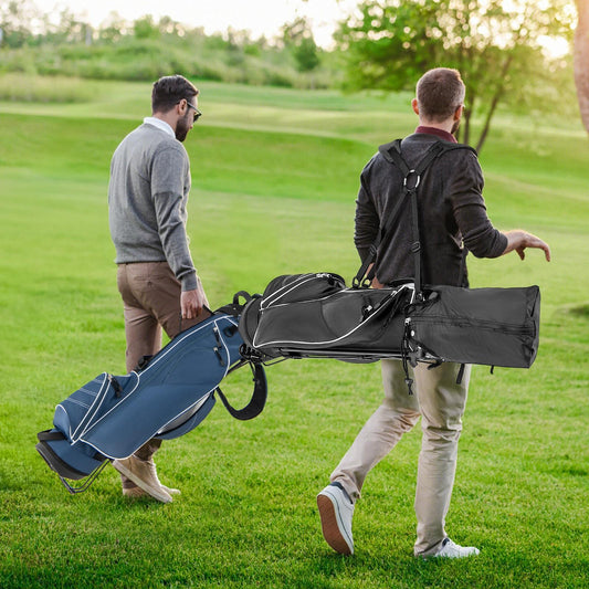 Maxmass Golf Stand Bag, 4 Way Top Dividers Golf Club Bag w/4 Zippered Pockets, Cooler Bag, Dual Shoulder Strap, Rain Hood, Umbrella Holder, Lightweight Portable Golf Bag w/ Stand for Women & Men