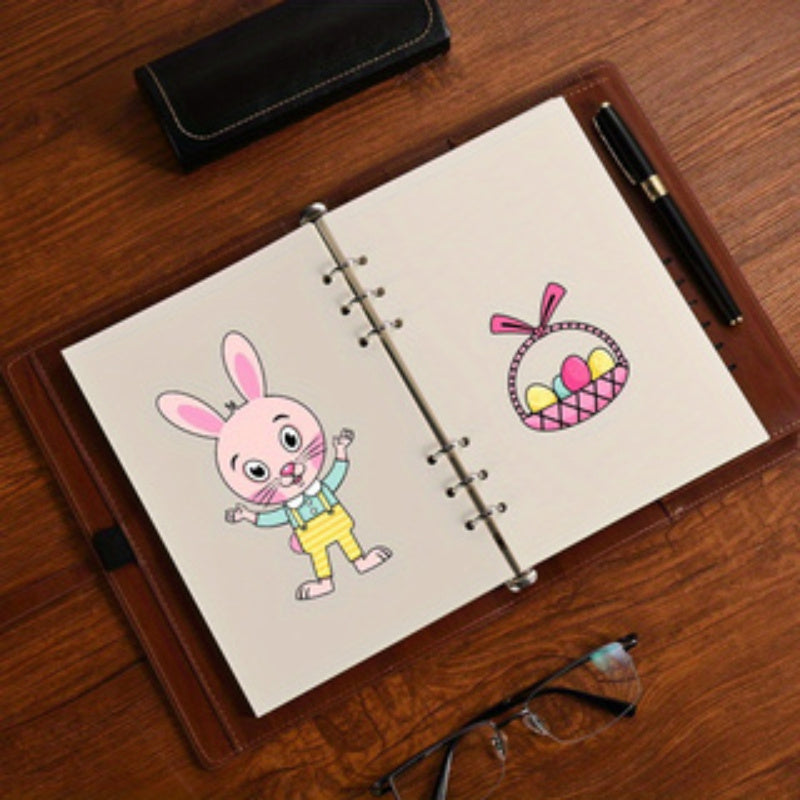 6-hole punched A5 horizontal line, A5 blank paper, loose-leaf calendar notepad, 45 sheets/1 book 5.6x8.3 inches, ivory white