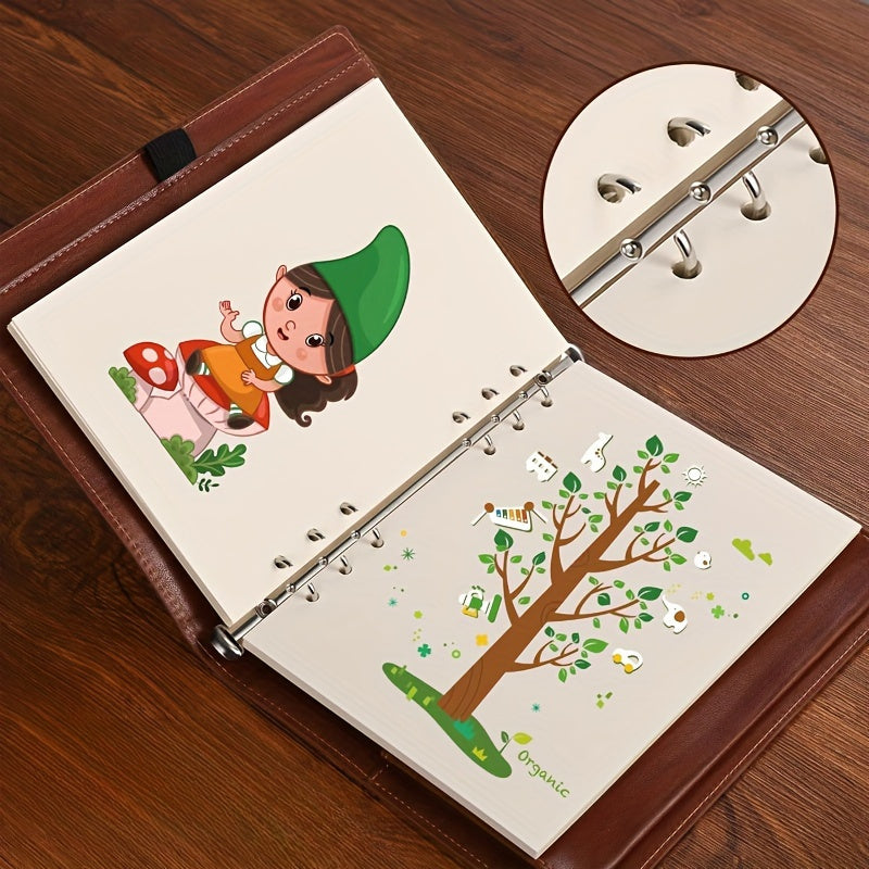 6-hole punched A5 horizontal line, A5 blank paper, loose-leaf calendar notepad, 45 sheets/1 book 5.6x8.3 inches, ivory white