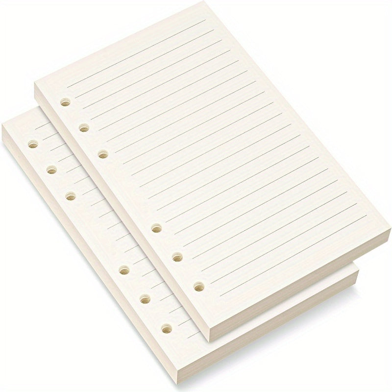 6-hole punched A5 horizontal line, A5 blank paper, loose-leaf calendar notepad, 45 sheets/1 book 5.6x8.3 inches, ivory white