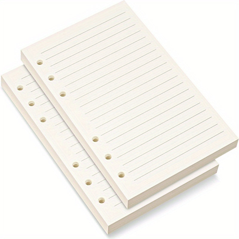 6-hole punched A5 horizontal line, A5 blank paper, loose-leaf calendar notepad, 45 sheets/1 book 5.6x8.3 inches, ivory white