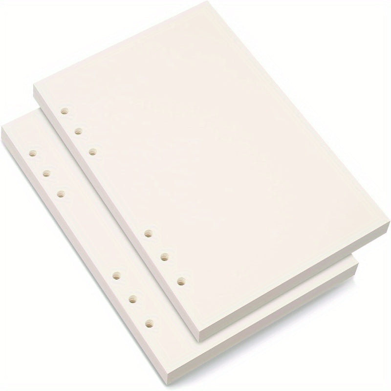 6-hole punched A5 horizontal line, A5 blank paper, loose-leaf calendar notepad, 45 sheets/1 book 5.6x8.3 inches, ivory white