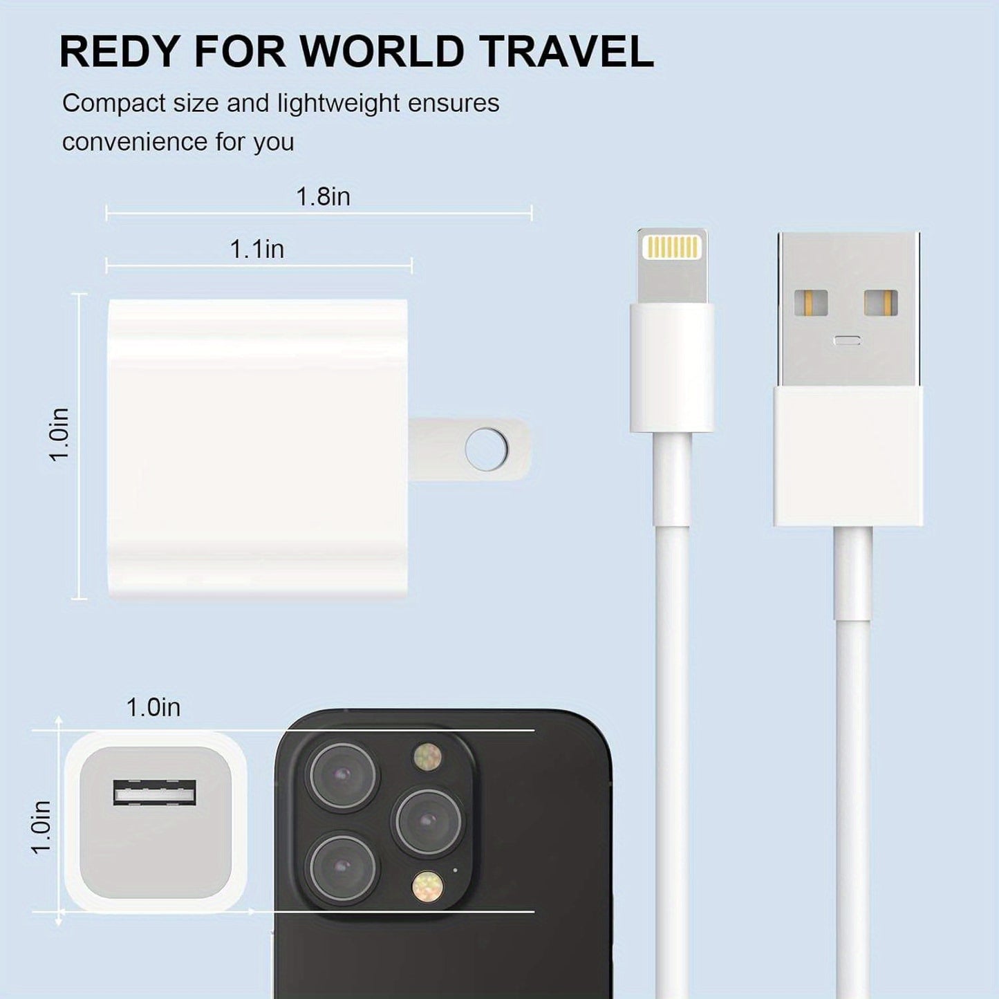 iPhone Charger 4pcs  MFi Certified 6ft Lightning Cable & USB Wall Charger Set - Data Sync & Charge with Ease, for iPhone 14/13/12/11/Mini/XS/Max/XR/X/8/7/SE, US Plug Adapter