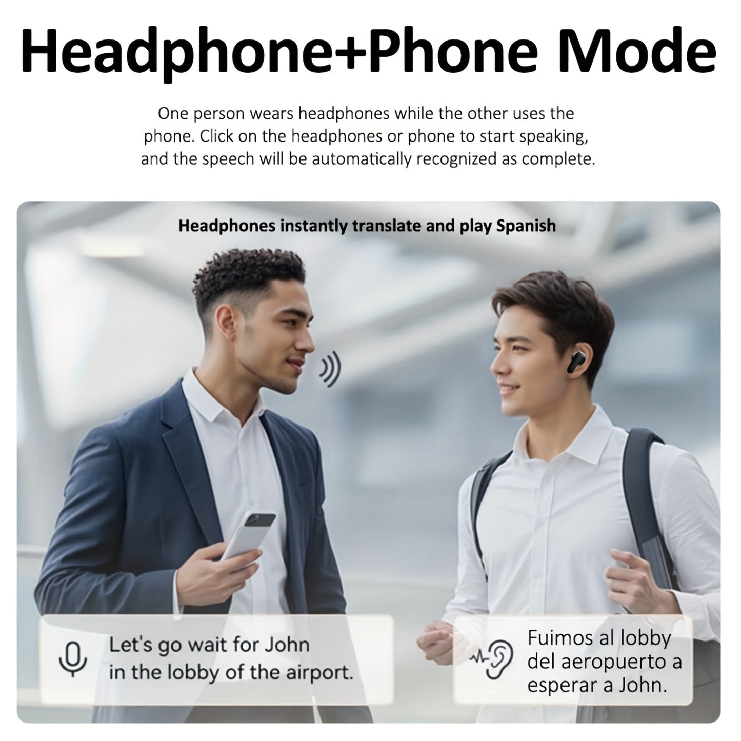 BOOM BOX™️AI Translation Smart Earbuds with 140+ Language Support, ENC Noise-Canceling, Wireless TWS Headphones, Long Battery Life, Music & Call Playback - Black & Orange, Type-C Charging Case Included