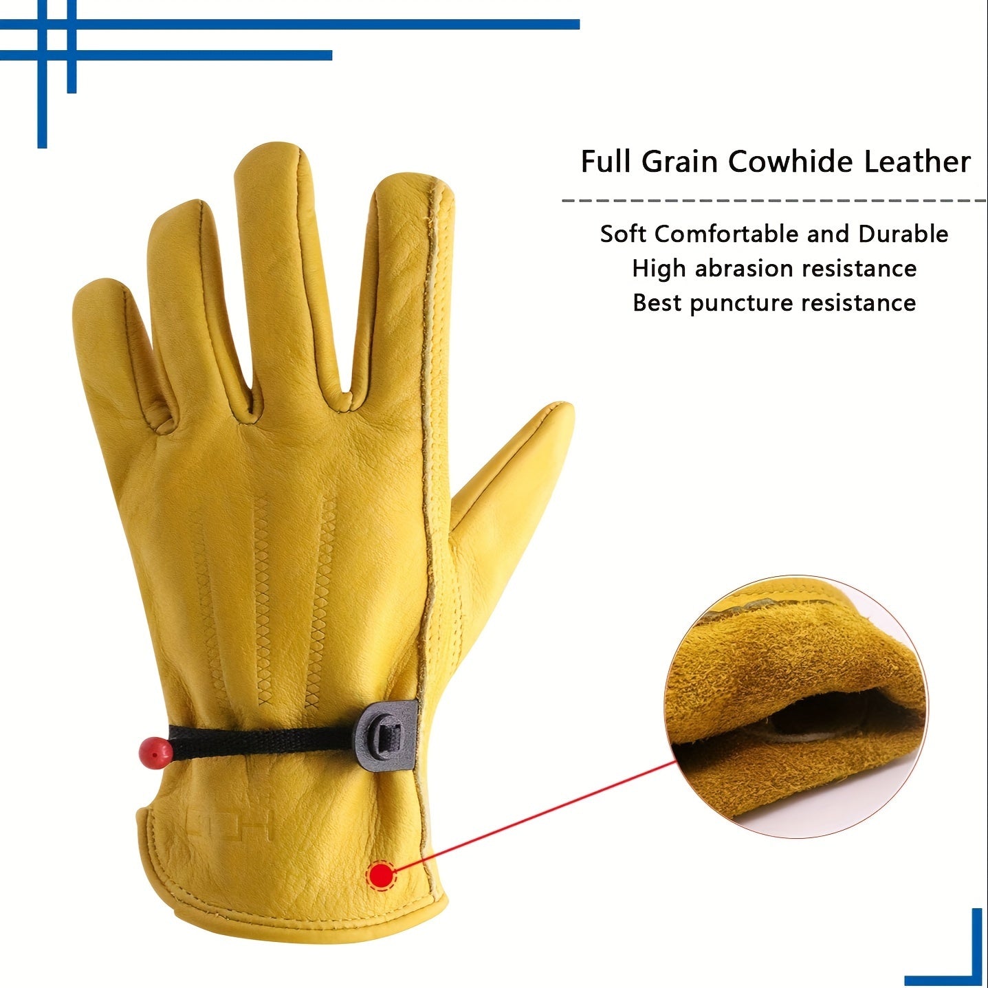 Leather Work Gloves Two Pairs of Leather Work Gloves - truck Driver Gloves, Gardening Gloves, heavy duty