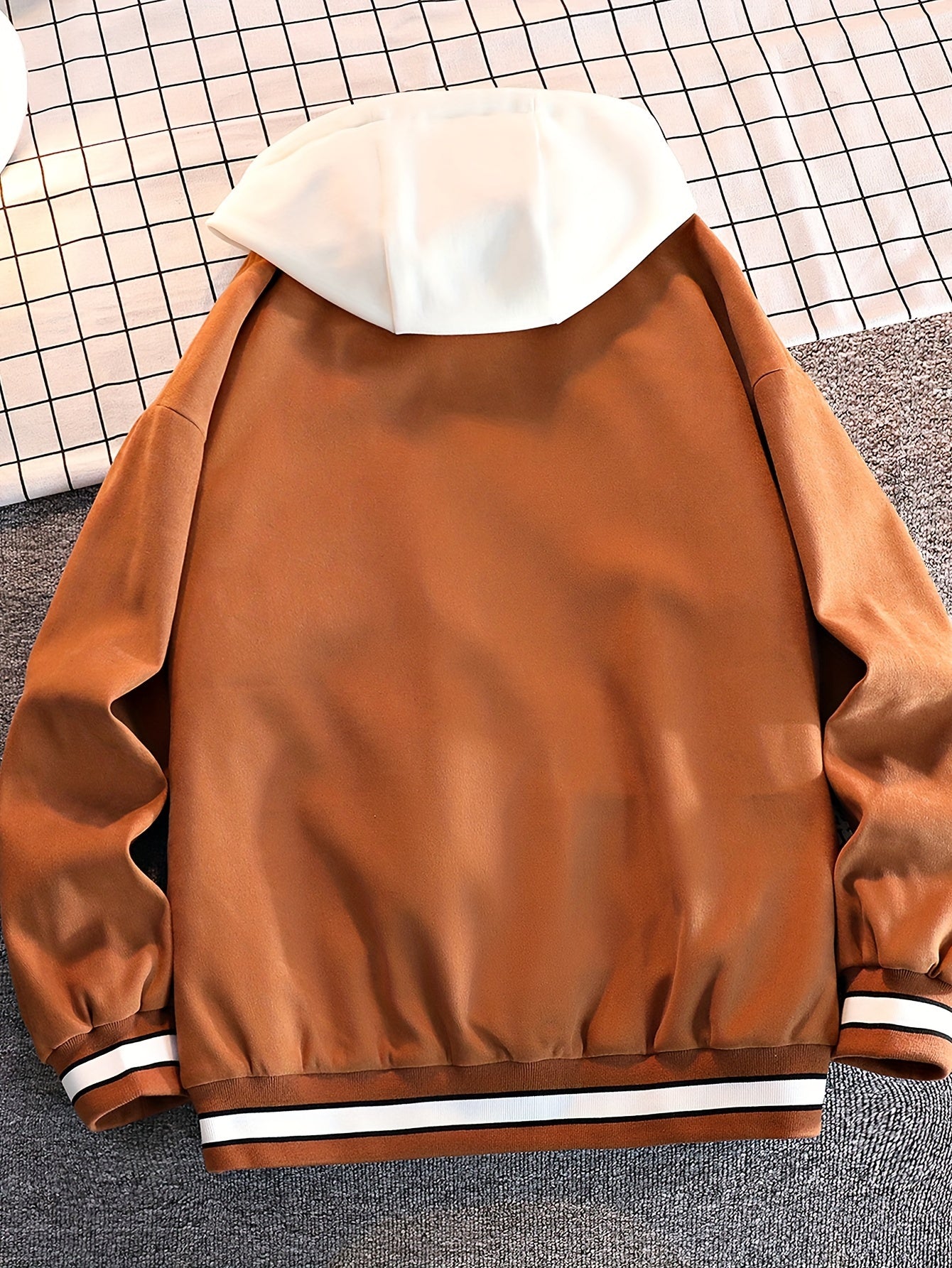 JUST JACKET™ Men's Casual Letter Print Hooded Varsity Jacket, Chic Vintage Style Thin Bomber Jacket for Spring Fall