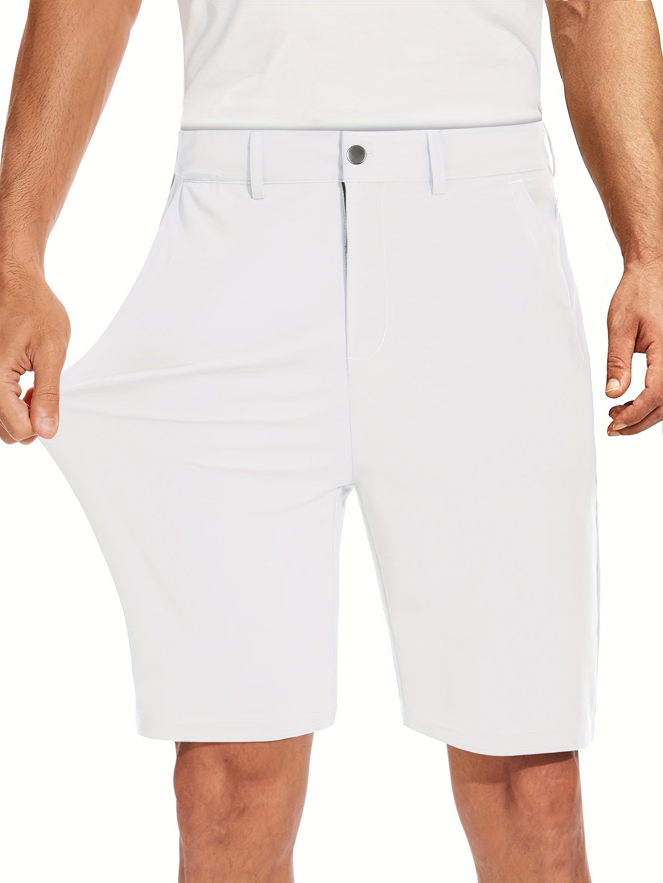 ENFOFSUMMER™️Quick-drying 9-inch Men's Golf Shorts - Casual Sports Shorts with Light Elasticity, 4 Pockets, Hidden Zipper - Waterproof for Outdoor Hiking and Mountain Climbing