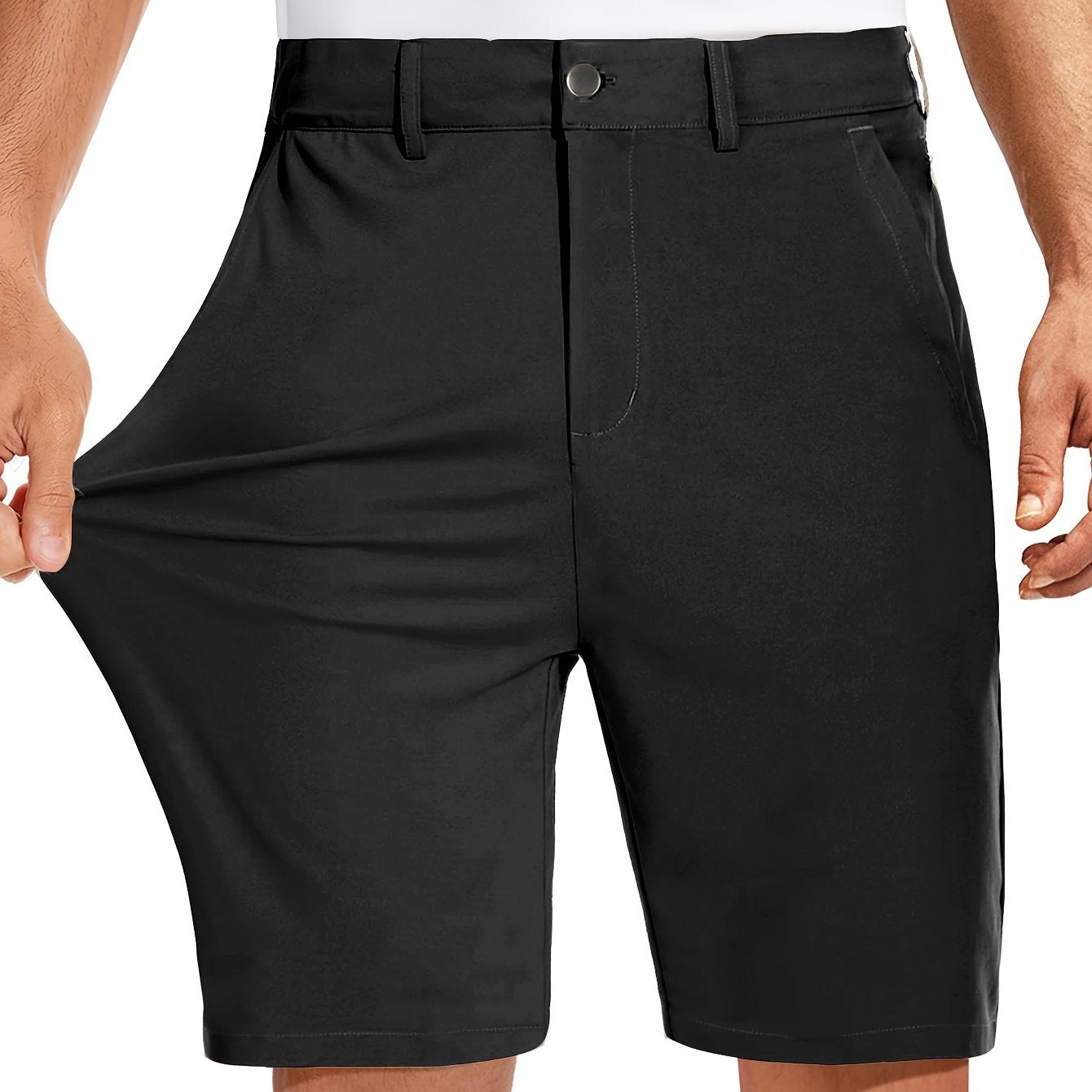 ENFOFSUMMER™️Quick-drying 9-inch Men's Golf Shorts - Casual Sports Shorts with Light Elasticity, 4 Pockets, Hidden Zipper - Waterproof for Outdoor Hiking and Mountain Climbing