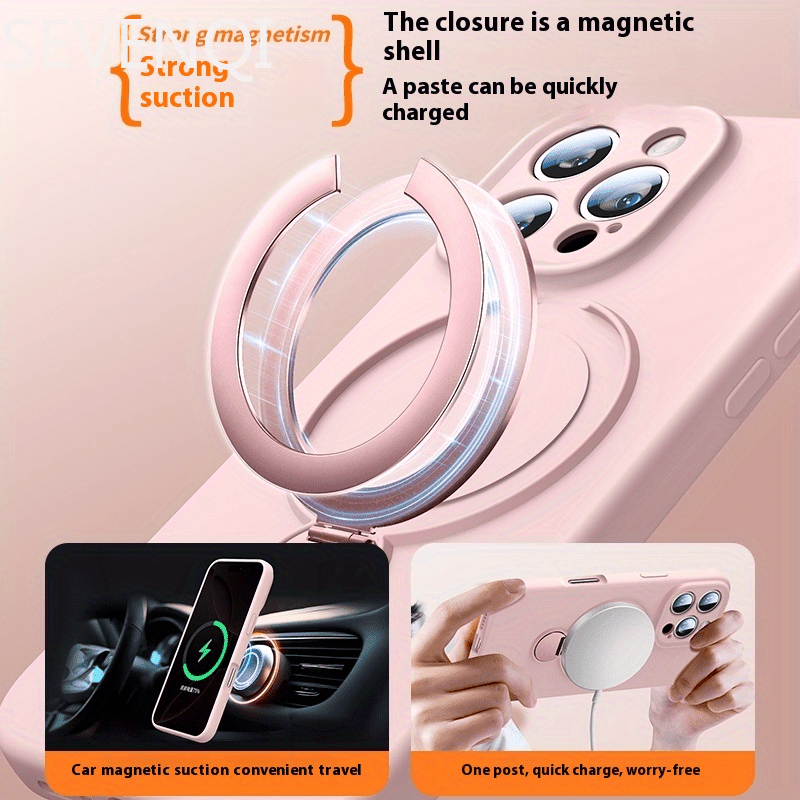 GRIP™️360-degree Phone Case for iPhone 16 iphone16promax new model 16pro liquid silicone magnetic strap holder 15P ultra-thin protective case