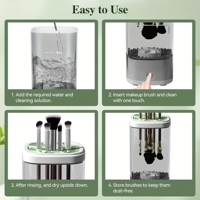 POLISH™️Electric Makeup Brush Cleaner Machine, Portable Automatic Cosmetic Brush Cleaner Tool, with 7000 RPM Motor, Includes Silicone Pad, for 3-4 Brushes,