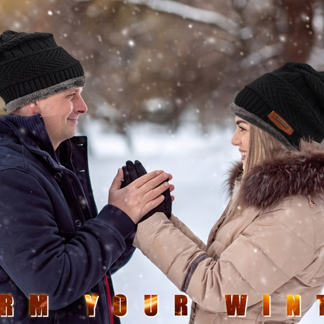 INTERWARM™ 3pcs Men /women Winter Essentials Set: Hat Scarf Gloves Slouchy Beanie Snow Knit Skull Cap Tuch Screen