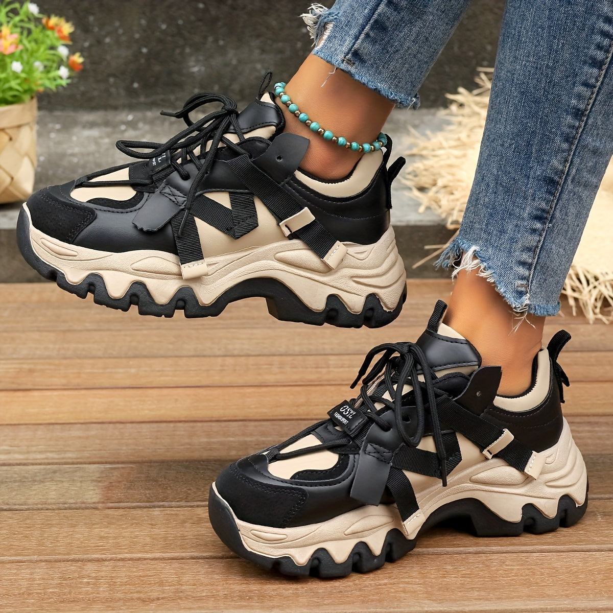 GET A CHRIP ™️Women's Fashion Chunky Thick Sole Casual Shoes, Lightweight, Low Top, Lace-Up, All-Season,