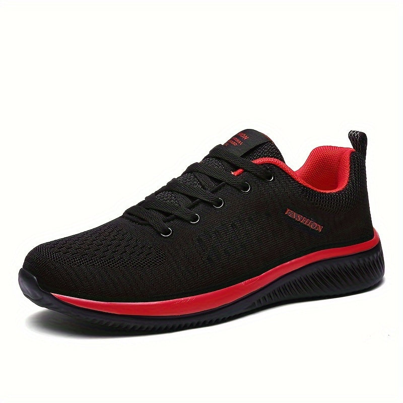 SHUUZE ™ Men's Trendy Woven Knit Breathable Sneakers, Comfy Non-Slip Lace Up Soft Sole Shoes For Men's Outdoor Activities
