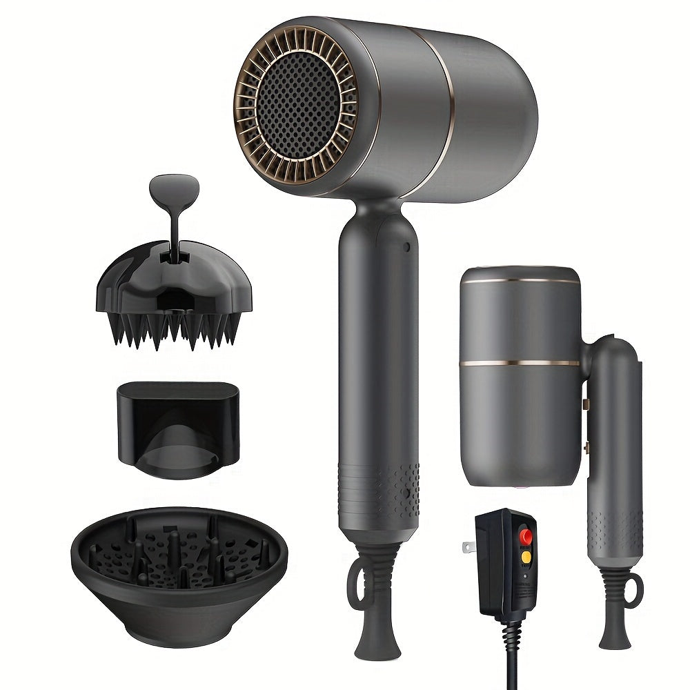 JUSTFAST™️2000W   Ionic Blow Dryer with Diffuser, Foldable Handle & Constant Temperature - Strong Wind, 8 Seconds Quick Drying, Travel-Friendly, Ergonomic Design for All Hair Types, 110-130V US Plug