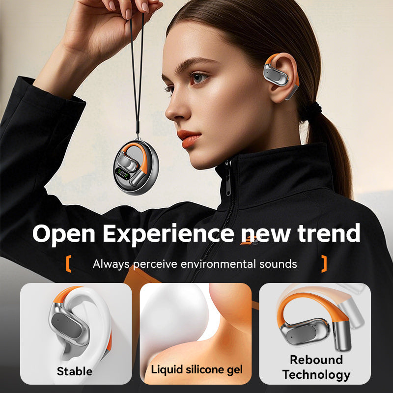 TUNE GO ™️Original Wireless Earphones True Wireless Earphones, Open Air Conduction Earbuds, Small Round Cake Design, Music OWS Headphones High Quality Headset HI-FI Sound, Long Battery Life, Led Display