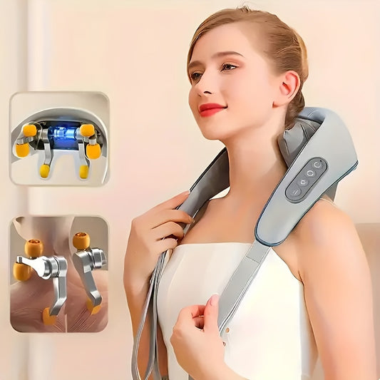 Neck Massager, Relieves Neck Pain, Deep Kneading Massager, with 6 Massage Nodes, with Heating  Suitable for Neck, Shoulder,