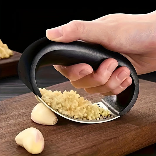 CRUSHER™ 1pc Stainless Steel Garlic Crusher - Manual Vegetable Cutter And Fruit Masher For Restaurants And Supermarkets - Easy To Use Kitchen Gadget For Chopping And Pressing Garlic