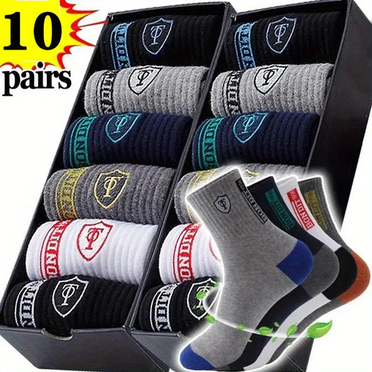 SOCKSI™10 Pairs of Men's /WOMENS Trendy Breathable Crew Socks, Comfy Casual Soft Thermal Socks, Winter & Autumn