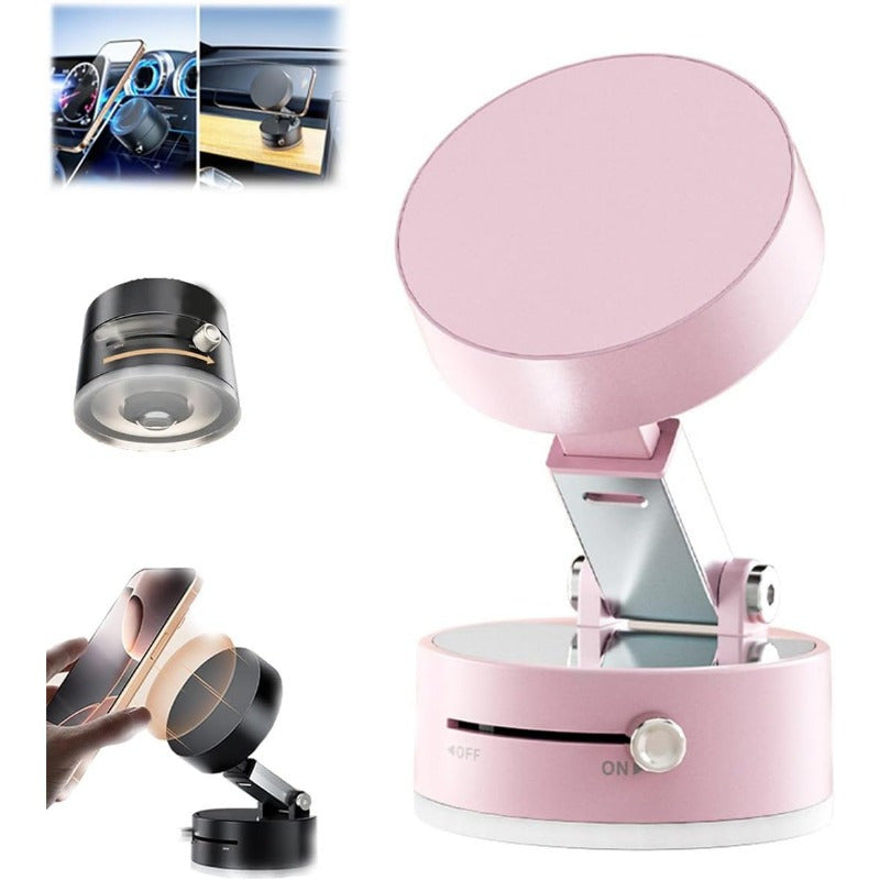 MAGNETIC™️Phone Holder Versatile Foldable Magnetic Vacuum Suction Cup Holder - Hands-Free, Adjustable Metal Mount for Cars, Kitchens, Bathrooms & More - Strong Hold without Battery or Electricity Needed